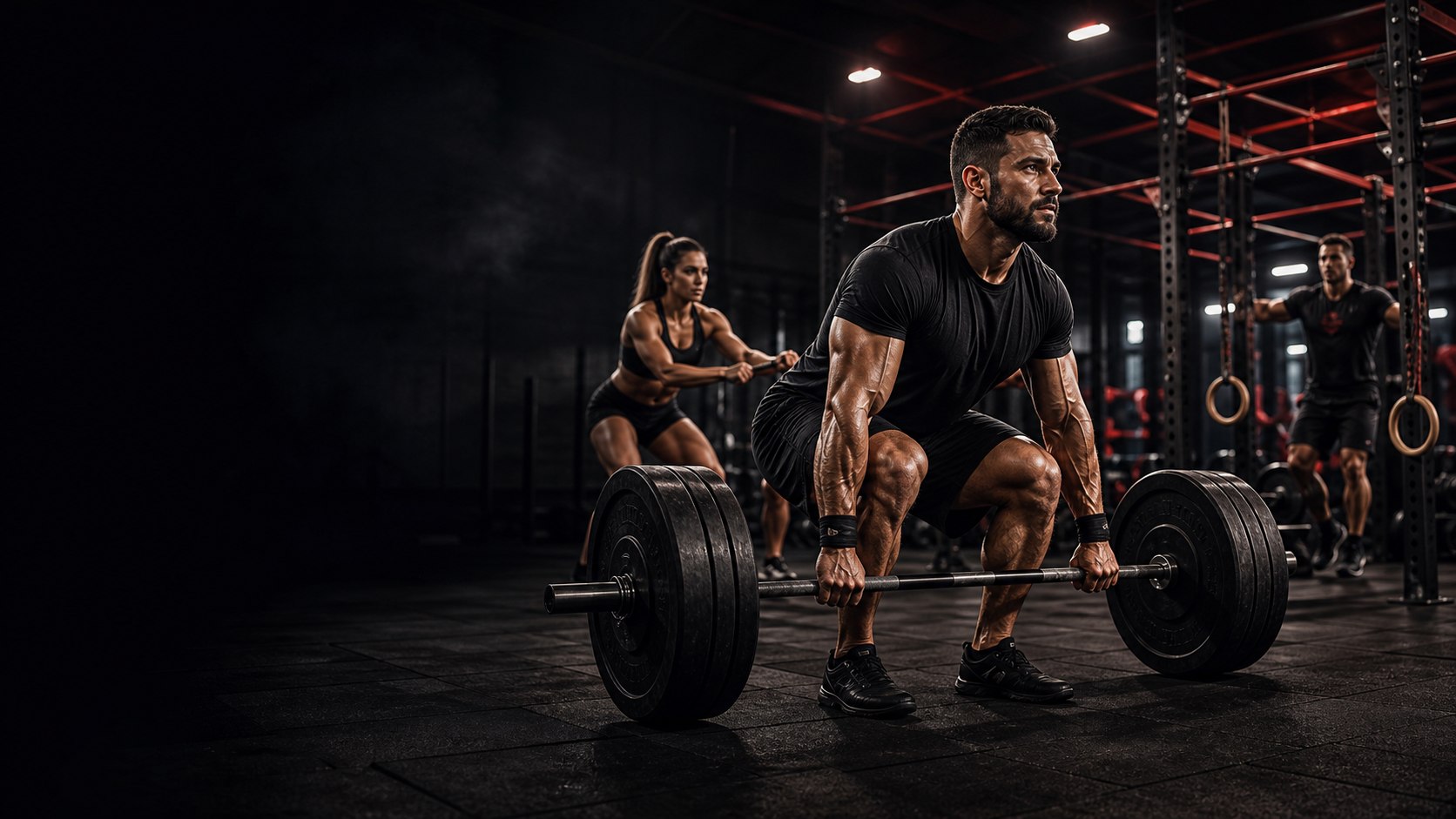 Atleta em treino intenso de cross training